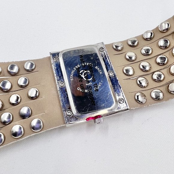 NWOT - Charming Charlie - White Faux Leather Jeweled Mother of Pearl Watch - Picture 3 of 6